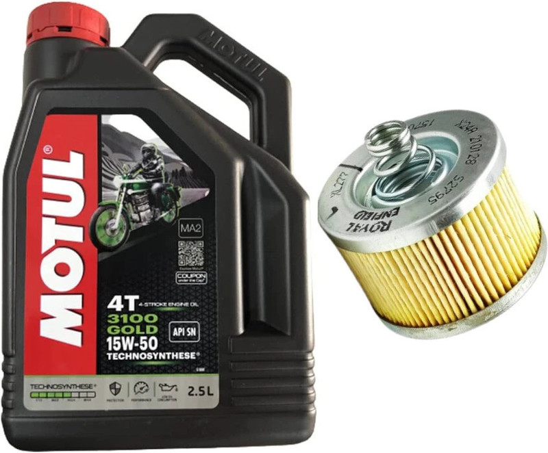 MOTUL 3100 15W50 ENGINE OIL and OIL Filter For bullet bs6 High Performance Engine Oil(2.5 L, Pack of 2)
