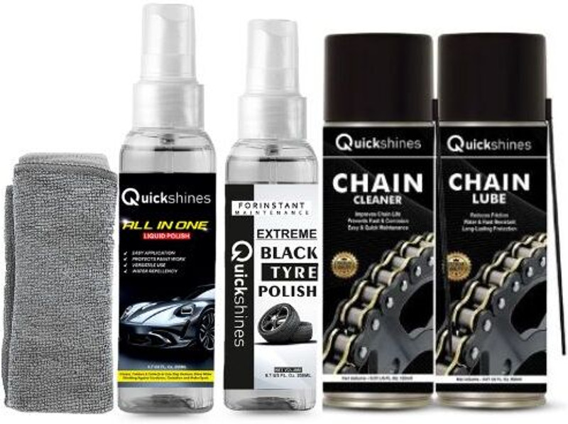 Quickshines Supreme Auto Detailing & Protection Combo with Chain Cleaner, Lube, Tyre Auto Detailing & Protection Combo with Chain Cleaner Chain Oil(500 ml, Pack of 5)