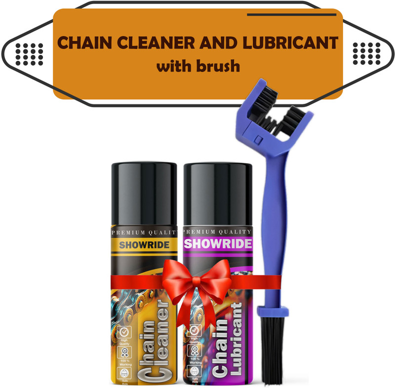 SHOWRIDE Premium Look Chain Lubricant or Cleaner brush,spary. Chain Oil(300 ml, Pack of 2)
