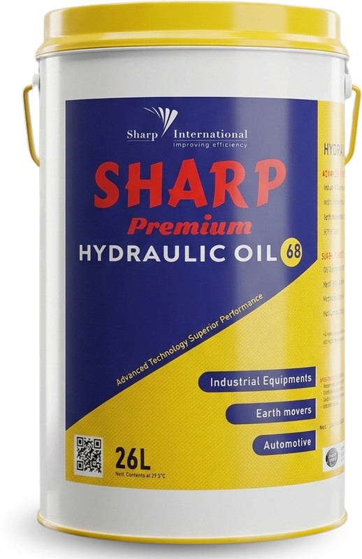 sharp international Premium Hydraulic Oil 68 (ISO VG 68), High Performance Anti-Wear Hydraulic Fluid for Industrial Equipment, Earth Movers & Automotive Systems, Smooth Operation Hydraulic Oil(26 L, Pack of 1)