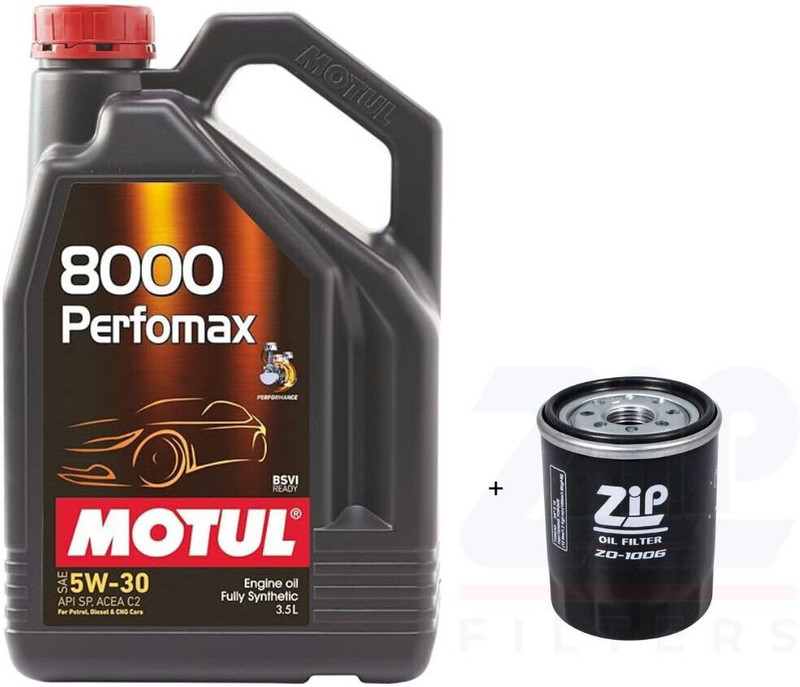 MOTUL 8000 Perfomax 5W-30 & Oil Filter Combo for Maruti BALENO Full-Synthetic Engine Oil(3.5 L, Pack of 2)
