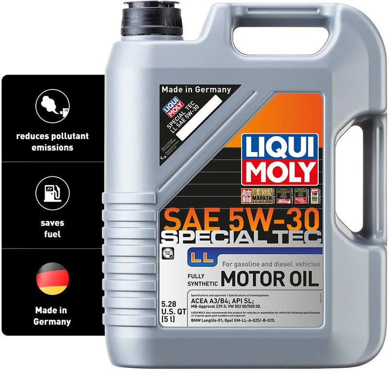 Liqui Moly 2249 5W-30 Special Tec LL Full-Synthetic Engine Oil(5 L, Pack of 1)