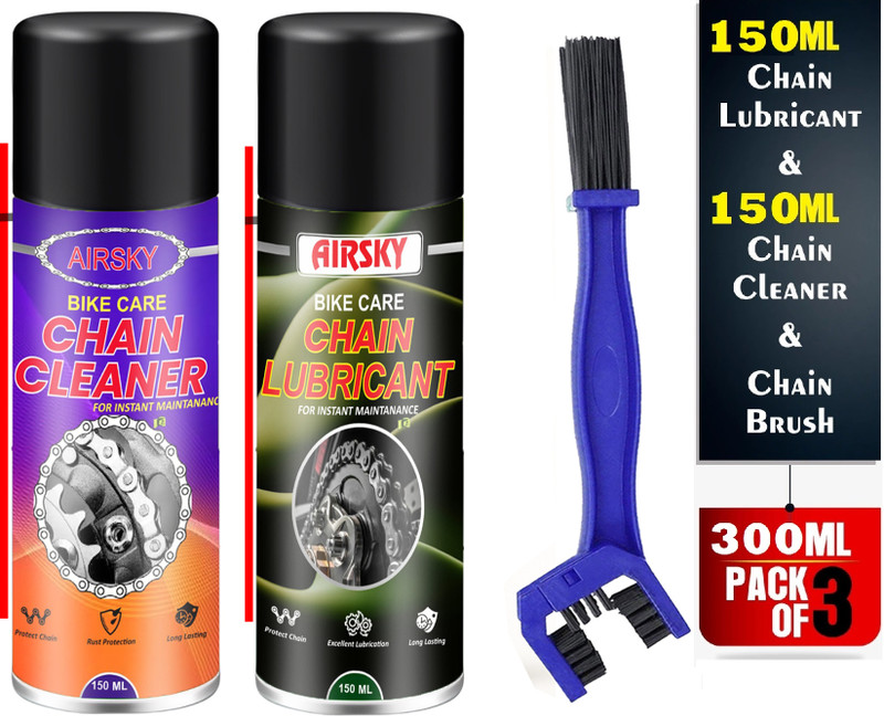 AIRSKY 1 Chain Lube, 1 Chain Cleaner, 1 Brush Chain Cleaner & Chain Lubricant Spray with Chain Brush Chain Oil(300 ml)