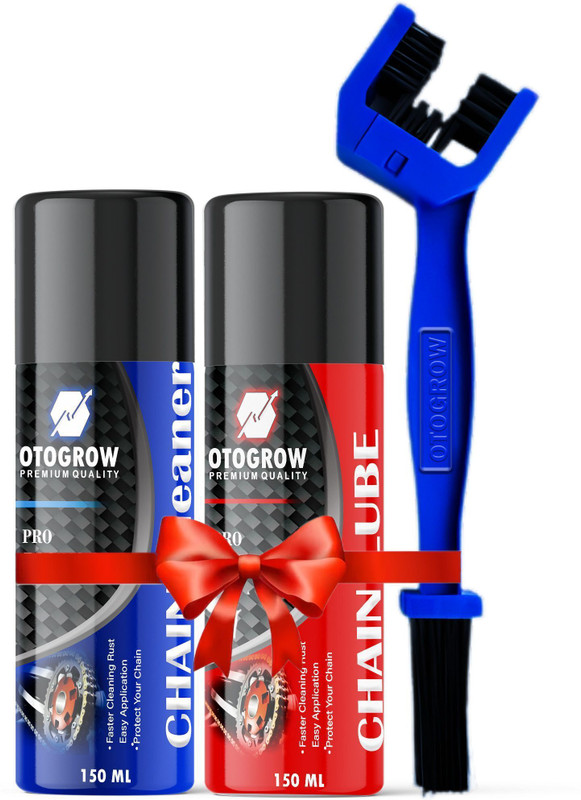 OTOGROW Chain Cleaner & Lubricant and cleaning brush 300ML 4pcs C1 and C2 And brush Chain Oil(300 ml, Pack of 3)