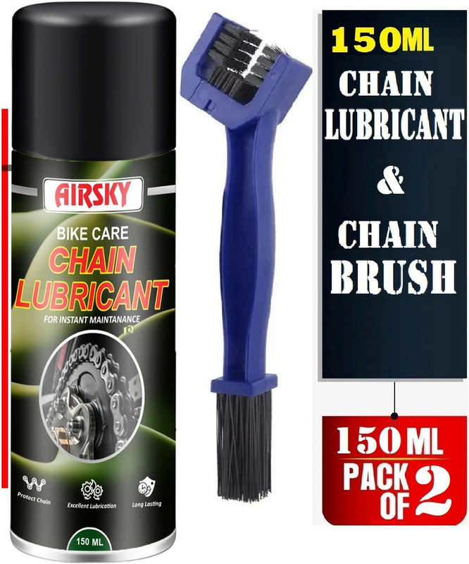 AIRSKY BIKE CHAIN BRUSH + CHAIN LUBRICANT For Motorcycle and Bicycle Bike Chain Lubricant Spray With Chain Brush For Motorcycle Chain Oil(150 ml)