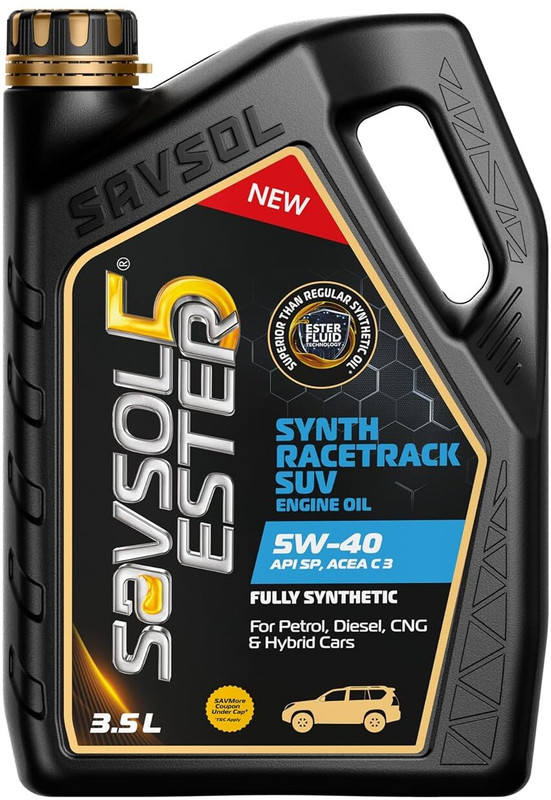 Savsol Ester 5 Synth Racetrack SUV Engine Oil for Cars (3.5L) Full-Synthetic Engine Oil(3.5 ml)