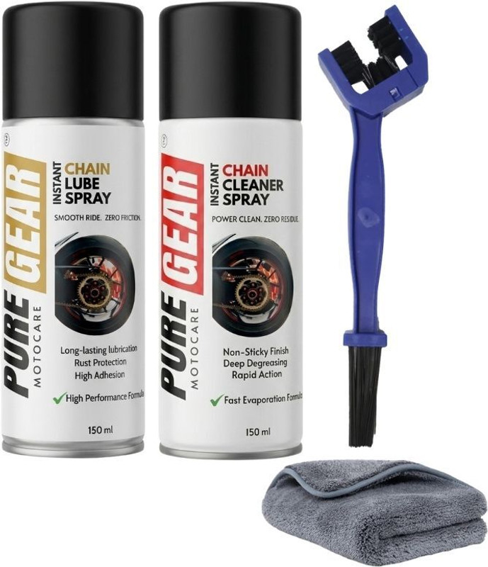 Puregear Chain Maintenance Kit – Lube, Cleaner, Brush & 350 GSM Cloth | Bike Care and Maintenance Kit Chain Oil(150 ml, Pack of 1)