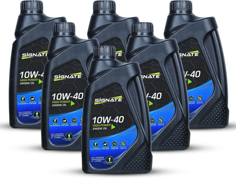 Signate 10W40 Semi-Synthetic 4-Stroke Engine Oil Maximum Engine Protection for Motorcycles | High Performance Engine Oil(1 L, Pack of 6)