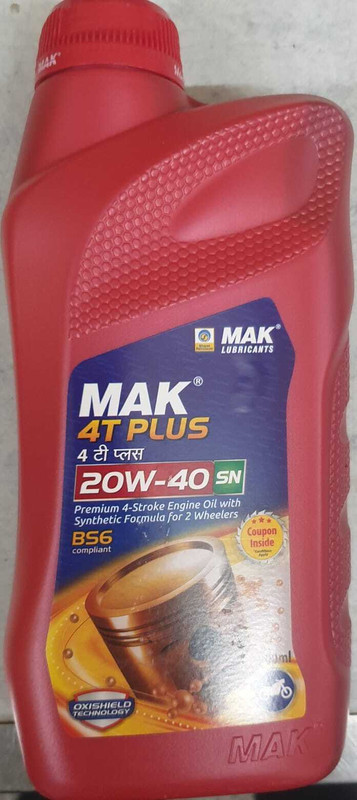 MAK 4T Plus 20W-40 SN Premium 4-Stroke Engine Oil with Synthetic Formula Full-Synthetic Engine Oil(900 ml)