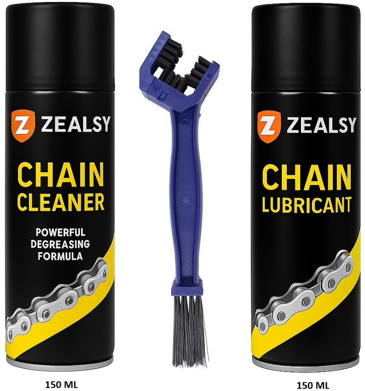Zealsy Bike Chain Lubricant and Chain Cleaner Spray With Cleaning Brush For Motorcycle and Bicycle Rust & Corrosion protection Prevent Chain Breakage Chain Oil(150 ml)