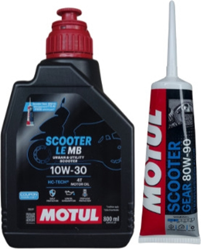 MOTUL Scooter Oil 10W30 Scooter le 10W30 with Scooter Gear 80W90 (120ml) Combos For Scooters Technosynthese (Semi Synthetic)(800 ml, Pack of 1)