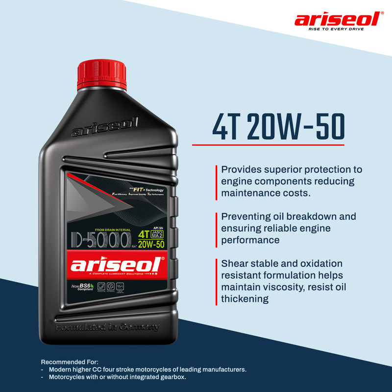 ARISEOL 20W-50 D-5000 900ml Synthetic Blend Engine Oil(900 ml, Pack of 1)
