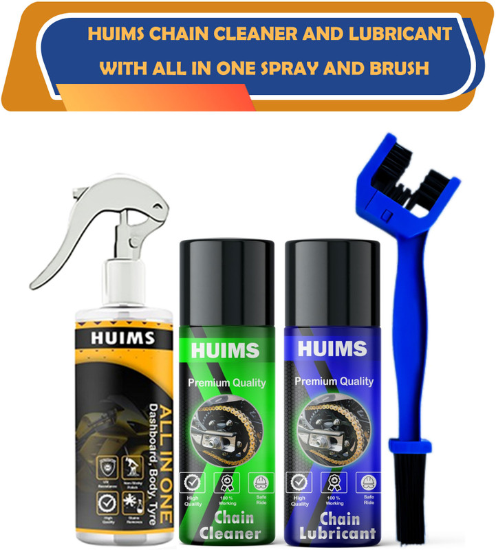 Huims New Design chain cleaner +chain lube+car&bike polish+ brush. Bike Chain Cleaner & Degreaser’s Action Clings to Bike Surfaces to Deeply Chain Oil(550 ml, Pack of 4)