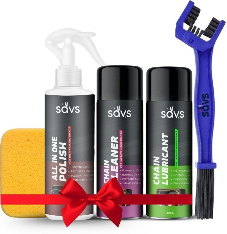 SAVS Combo of Chain Cleaner + Chain Lubricant + Bike Polish with Cleaning Brush Chain Oil(550 ml, Pack of 5)