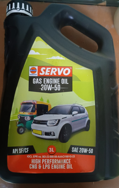 IOCL SERVO Gas Engine Oil SAE 20W-50 API SF/ CF IOCL Servo Gas Engine Oil 20W-50 API SF/ CF Mineral Engine Oil(3 L, Pack of 1)