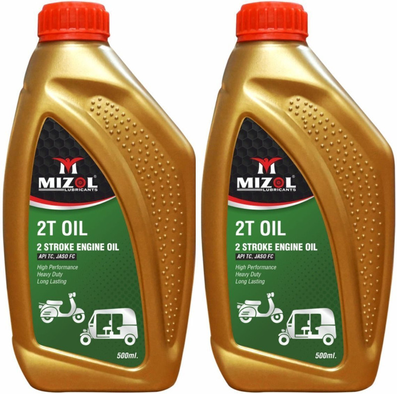 Mizol Premium_Quality 500ml Combo Pack 2T Oil API TC, JASO-FC 2 Stroke Engine Oil High Performance Engine Oil(500 ml, Pack of 2)