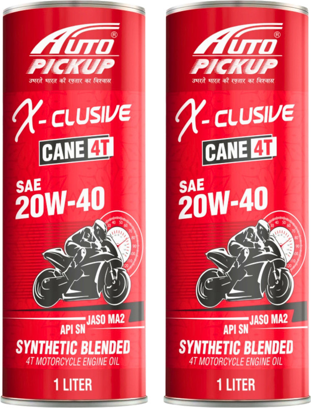 AUTO PICKUP Premium Quality Combo Pack Of 2 X-Clusive Cane-4 Stroke SAE 20W40 API SN, JASO-MA2 4 Stroke Synthetic Blend Engine Oil(1 L, Pack of 2)