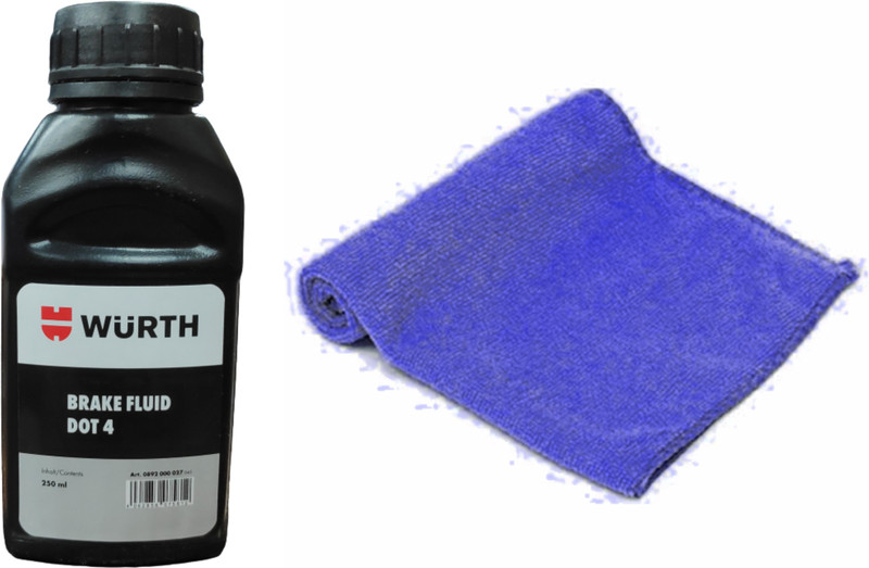 Wurth Brake Fluid Dot 4 250ML & Microfiber Cleaning Cloth Blue Brake Oil(250 ml)