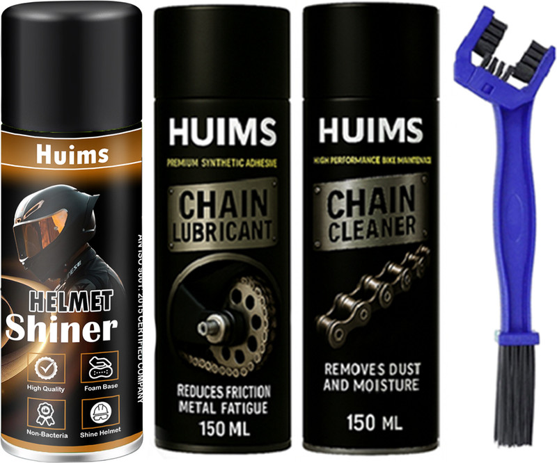 Huims Chain Cleaner, Lubricant,Brush and AE_23 Bike Shiner 450 ML Chain Cleaner, lube, brush & bike shiner (4 pcs) Chain Oil(450 ml, Pack of 4)