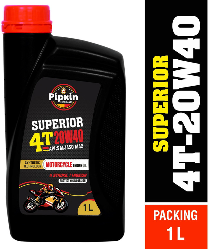 PIPKIN Superior 4T 20W40 SM 1 Litre | Premium Quality Multigrade Engine Oil for Bike For All New Generation 4 Stroke, Two Wheelers High Performance Bikes High Performance Engine Oil(1000 ml, Pack of 1)