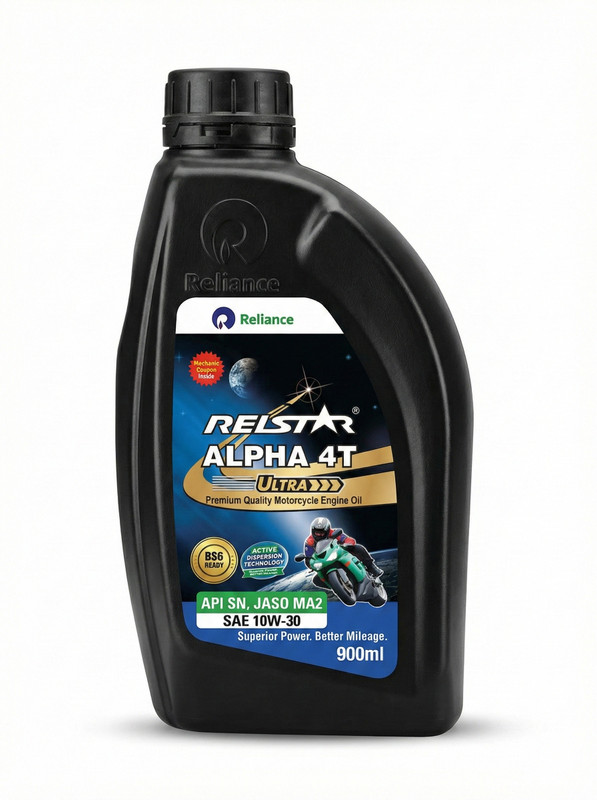 Reliance Relstar RELIANCE ALPHA 4T ULTRA API SN 10W30 JASO MA2 PERMIUM QUALITY ENGINE High-Mileage Engine Oil(900 ml)