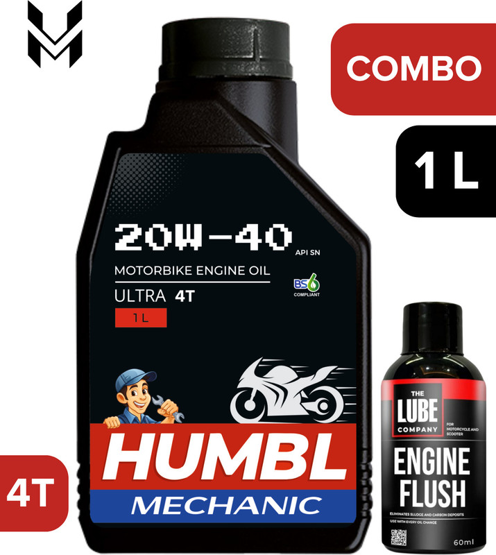 THE HUMBLE MECHANIC : Full Maintenance Combo Pack of Rebel Engine Flush + Oil and Flush Combo High-Mileage Engine Oil(1 L, Pack of 1)