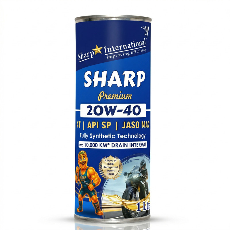 sharp international 20W-40 Premium Engine Oil, API SP, JASO MA2, Fully Synthetic Technology 4T Bike Oil for Motorcycles High Performance Engine Oil(1 L, Pack of 1)