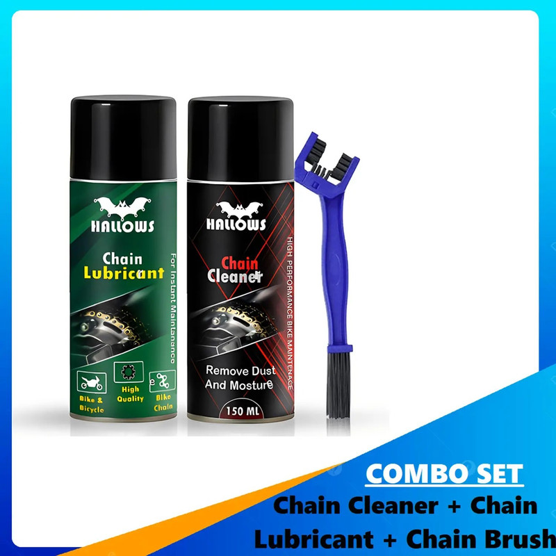 HALLOWS cleaner and bike Lubricant with cleaning Brush-A cleaner+ lubricant & brush (pack of3)_00265 Chain Oil(550 ml)