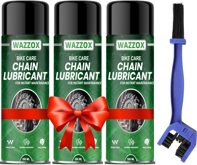 WAZZOX Motorcycle Chain Lubricant Spray With Cleaning Brush For All Chain Type Lube Rust protection Prevent Chain Breakage Chain Oil(1500 ml, Pack of 4)