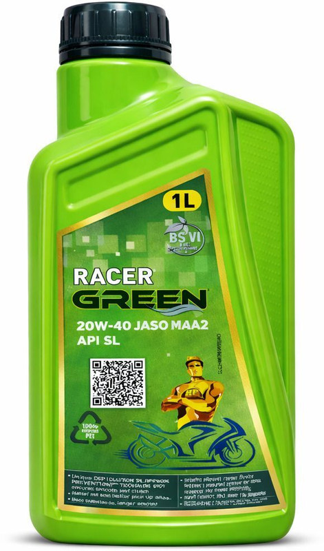 HP Lubricants 4360124 HP RACER GREEN 20W40 Multi-Grade Engine Oil(1000 ml, Pack of 1)