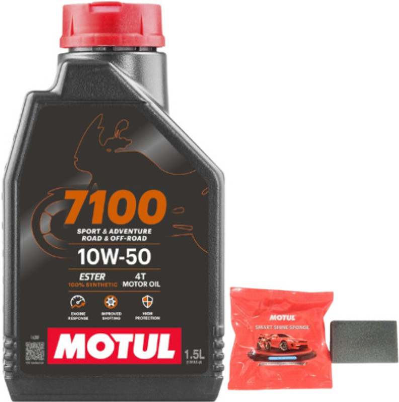 MOTUL 7100 4T 10W-50 7100 4T 10W-50 1.5L WITH SPONGE Full-Synthetic Engine Oil(1.5 L, Pack of 1)