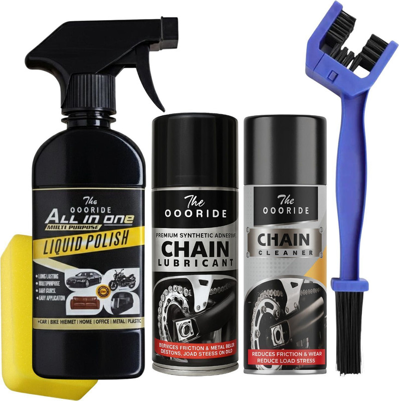 OOORIDE Chain Lubricant + Chain Cleaner + Bike & Car Polish With Cleaning Brush Chain Lubricant + Chain Cleaner + Bike & Car Polish With Cleaning Brush Chain Oil(550 ml, Pack of 4)