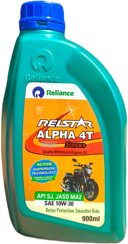 Reliance Relstar Reliance SJ MA2 10W-30 Reliance RELSTAR 4T 10W-30 Premium Synthetic Engine Oil for Bikes 0.9L High-Mileage Engine Oil(900 ml)