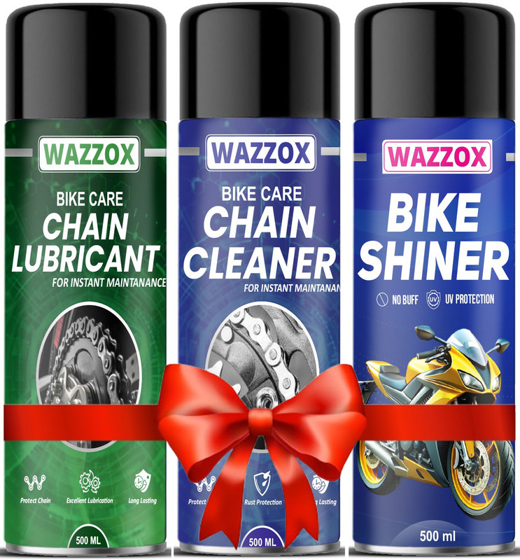 WAZZOX Chain Cleaner, Chain Lubricant, Car & Bike Shiner, Spray Combo | Cleaning | Shines & Protects Chain Oil(1500 ml, Pack of 3)