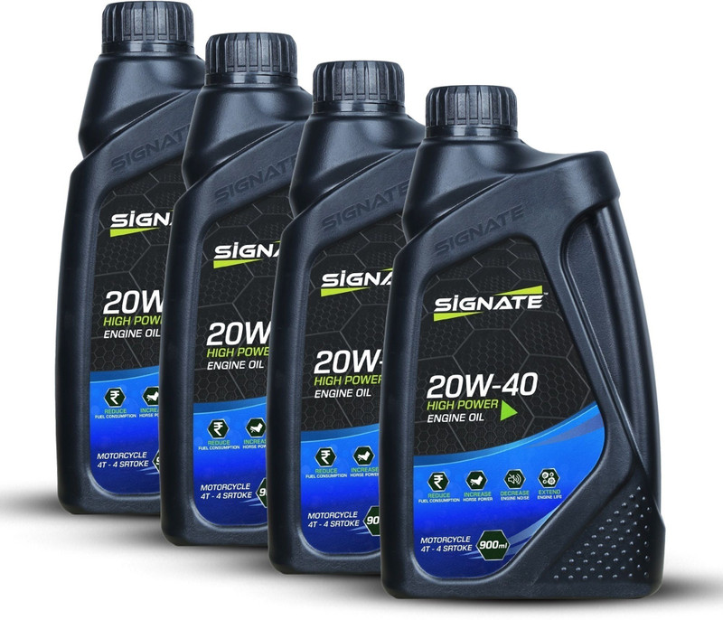 Signate 20W-40 4T Engine Oil for Bikes | Power Formula For High Performance Engine Oil(900 ml, Pack of 4)