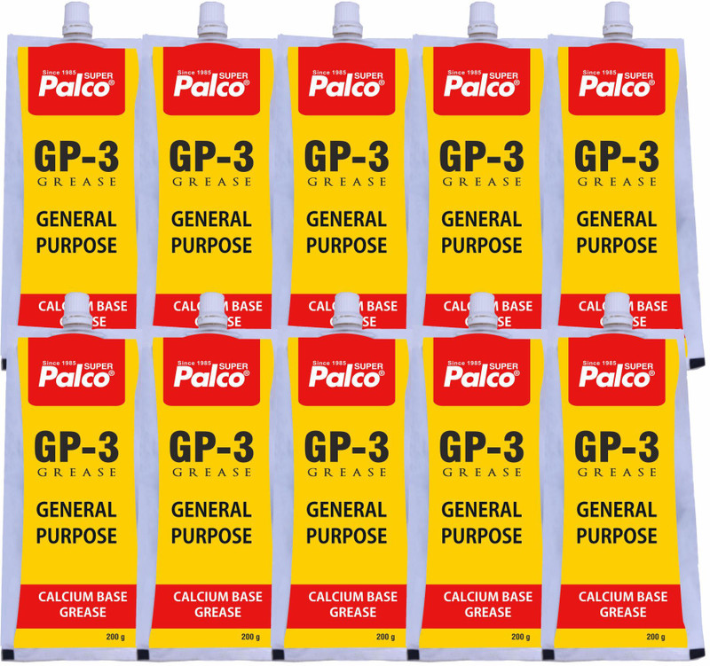 PL SUPER PALCO GP-3 Grease 200g Pouch Multipurpose Water Resistant & Chassis Bearing Calcium Base Grease for Car Cycle Industrial Agricultural Bike Chain Lubricant NLGI-3 Grease(2000 g, Pack of 10)