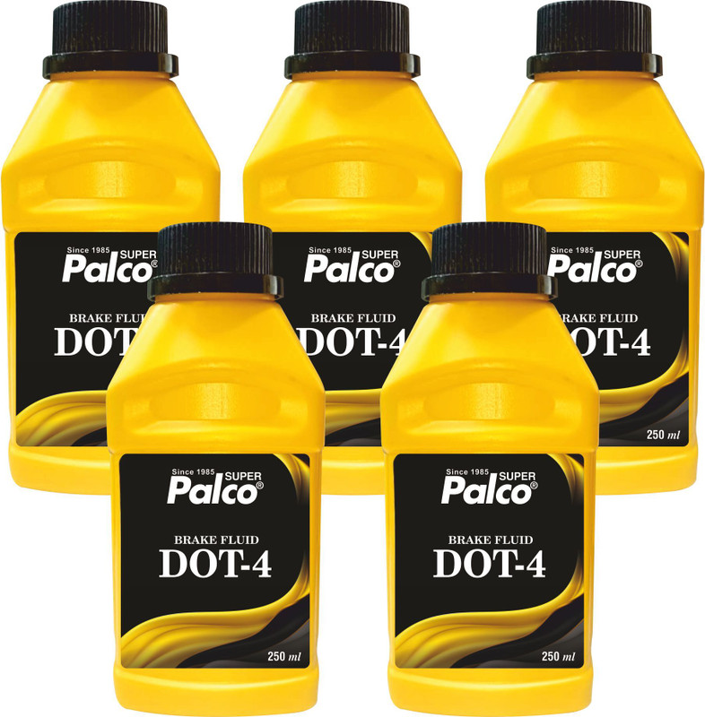 PL SUPER PALCO Synthetic Brake Fluid DOT 4 250ml ABS & Hydraulic System for Disc & Drum Brake with Equilibrium Reflux Boiling Point & Moisture Resistant for Car & Bike Brake Oil(1250 ml, Pack of 5)