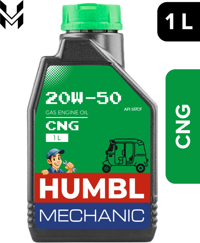 HUMBL Mechanic CNG 20W-50 | Gas Engine Oil High-Mileage Engine Oil(1000 ml, Pack of 1)