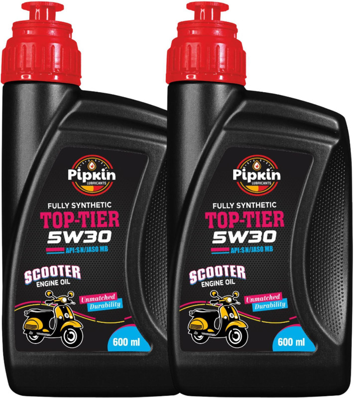 PIPKIN Top Tier 5W30 600ml SN Fully Synthetic Engine Oil for Gear Less Bike and Scooter | for All New Generation 4 Stroke, Two Wheelers High Performance Bikes Full-Synthetic Engine Oil(1200 ml, Pack of 2)