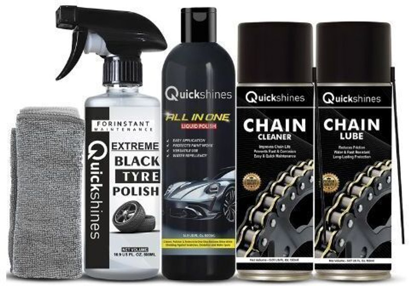 Quickshines Pro-Grade Bike Care Kit – Full Detailing Set with Polish 16363 Chain Oil(1300 ml, Pack of 5)