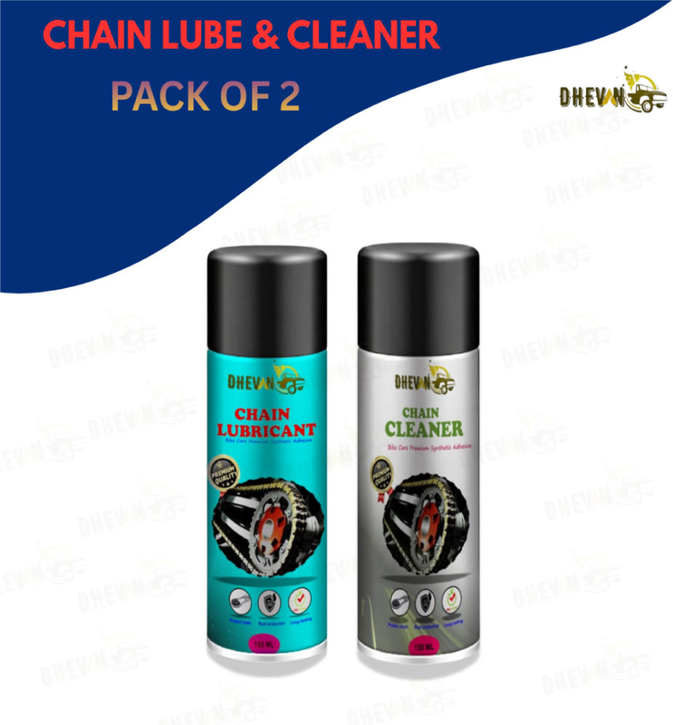 DheVan Combo of Bike Chain Lube and Chain Cleaner Lubricant Spray 150ml Each (150X2ML) For Motorcycle and Bicycle Corrosion protection Prevent Chain Breakage Chain Oil(300 ml, Pack of 2)