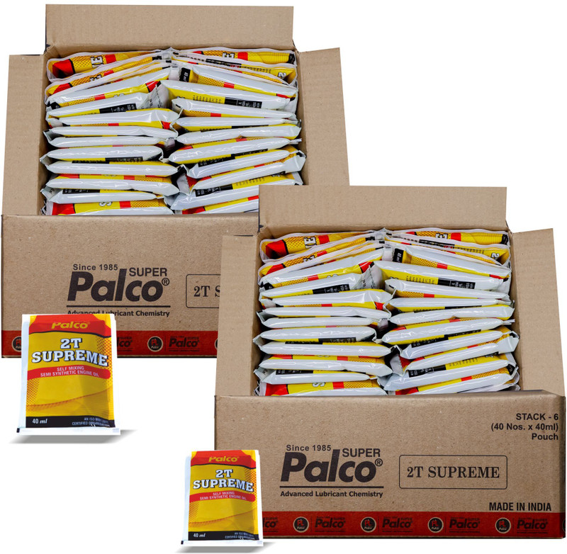 PL SUPER PALCO 2T Supreme (40ml x 80 Pouch) Self Mixing for 2 Stroke Engine Oil for Bike Scooter Auto Petrol Mix Additive API TC JASO FC Semi Synthetic High-Mileage Engine Oil(3200 ml, Pack of 80)