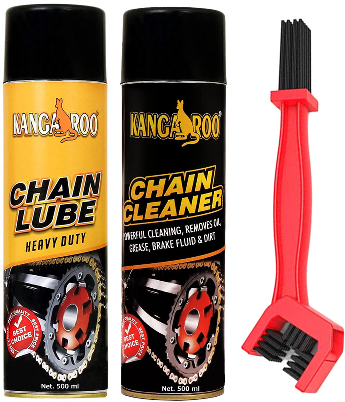 KANGAROO CL Chain Lube and Cleaner Spray 500 ML Each With Chain Cleaner Brush Bike Care Kit Chain Oil(1000 ml, Pack of 3)