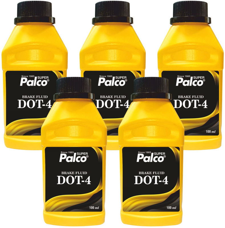 PL SUPER PALCO Synthetic Brake Fluid DOT 4 100ml ABS & Hydraulic System for Disc & Drum Brake with Equilibrium Reflux Boiling Point & Moisture Resistant for Car & Bike Brake Oil(500 ml, Pack of 5)