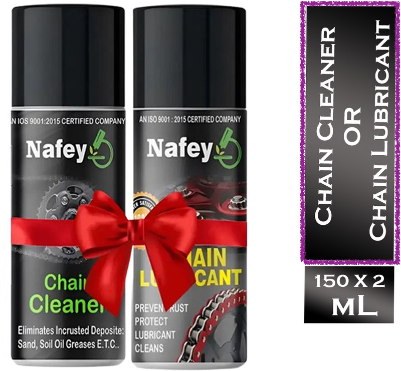 NAFEY Combo Chain Cleaner+Chain Lubricant All Chain Clean Motorcycle Chain Clean & Chain Lube Protection Best Quality Chain Oil(300 ml, Pack of 2)