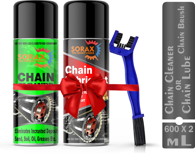 SORAX Premium Chain Cleaner & chain Lube or Chain Brush Motorcylce & Bicycle Sorax Chain Cleaner & Lube Combo with Brush (600ml Each) Chain Oil(1200 ml, Pack of 3)