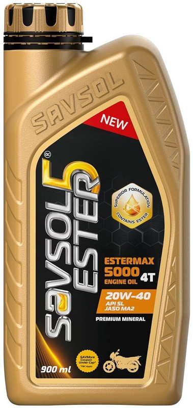 Savsol FSA5P030 SAVSOL ESTER5 4T 20W-40 Engine Oil (.900 ml) Mineral Engine Oil(0.9 ml, Pack of 1)