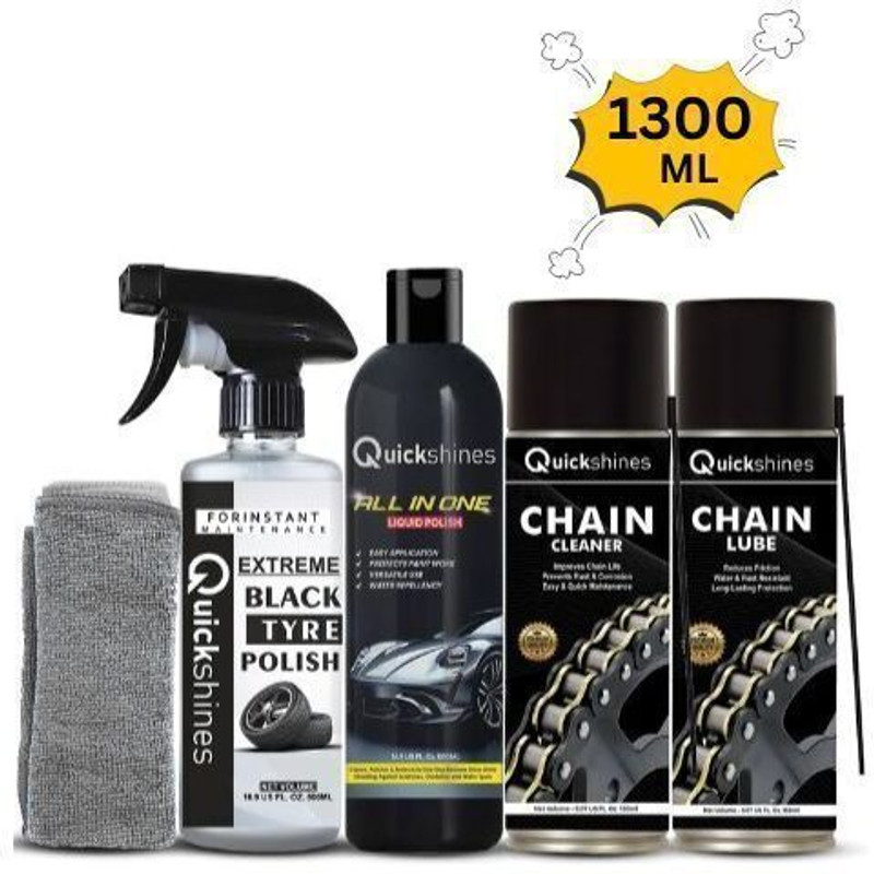 Quickshines 5-in-1 Vehicle Care Kit Chain lubricant combo Chain Oil(1300 ml, Pack of 5)