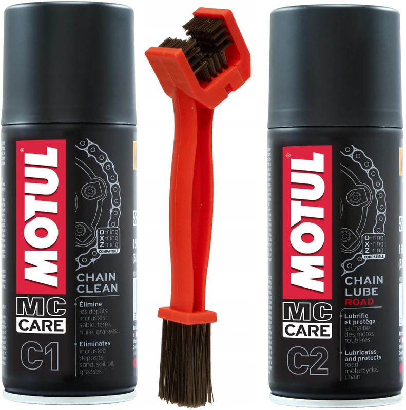 MOTUL MC CARE C1 ( 150 ML) C2( 150 ML) With Red Chain Cleaner Brush Oil Flush and Treatment(150 ml, Pack of 2)