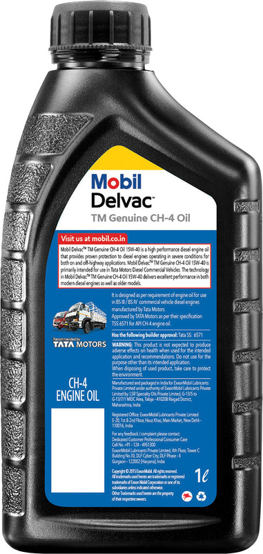 MOBIL Delvac TM Genuine CH-4 15W-40 Heavy Duty Engine Oil(1 L, Pack of 1)